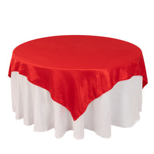 Red Lamour Satin Table Overlay, Square Tablecloth Topper