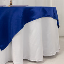 Royal Blue Lamour Satin Table Overlay, Square Tablecloth Topper