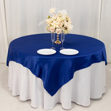 Royal Blue Lamour Satin Table Overlay, Square Tablecloth Topper