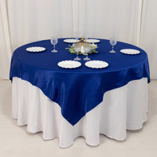 Royal Blue Lamour Satin Table Overlay, Square Tablecloth Topper