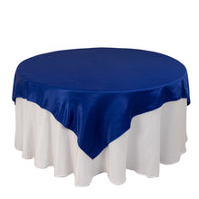 Royal Blue Lamour Satin Table Overlay, Square Tablecloth Topper