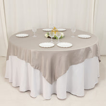 Silver Lamour Satin Table Overlay, Square Tablecloth Topper