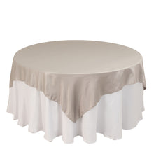 Silver Lamour Satin Table Overlay, Square Tablecloth Topper