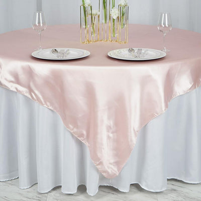 Satin Table Overlay 72"x72" Blush - Wrinkle Resistant & Smooth Table Topper