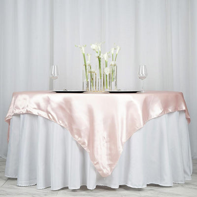 Satin Table Overlay 72"x72" Blush - Wrinkle Resistant & Smooth Table Topper