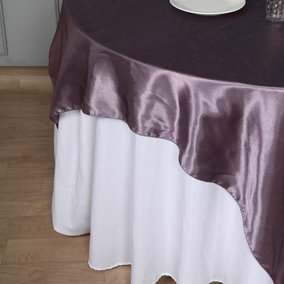 Satin Table Overlay 72"x72" Violet Amethyst - Wrinkle Resistant & Smooth Table Topper