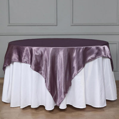 Satin Table Overlay 72"x72" Violet Amethyst - Wrinkle Resistant & Smooth Table Topper