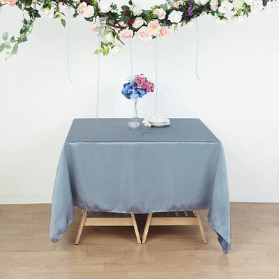 Satin Table Overlay 72"x72" Dusty Blue - Wrinkle Resistant & Smooth Table Topper