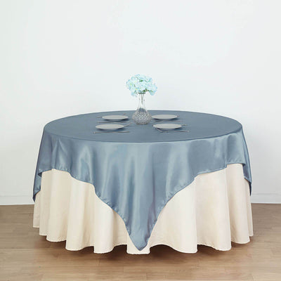 Satin Table Overlay 72"x72" Dusty Blue - Wrinkle Resistant & Smooth Table Topper