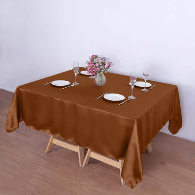 Satin Table Overlay 72"x72" Cinnamon Brown - Wrinkle Resistant & Smooth Table Topper