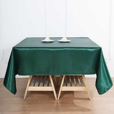 Satin Table Overlay 72"x72" Hunter Emerald Green - Wrinkle Resistant & Smooth Table Topper