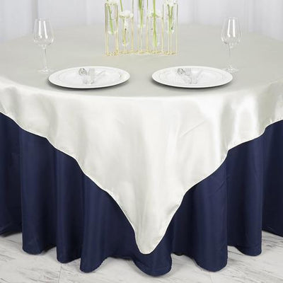 Satin Table Overlay 72"x72" Ivory - Wrinkle Resistant & Smooth Table Topper