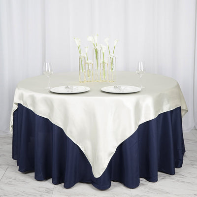 Satin Table Overlay 72"x72" Ivory - Wrinkle Resistant & Smooth Table Topper