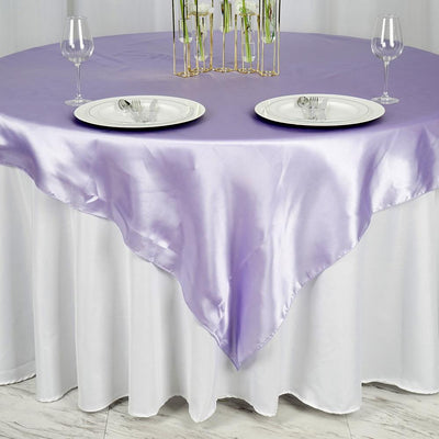Satin Table Overlay 72"x72" Lavender Lilac - Wrinkle Resistant & Smooth Table Topper