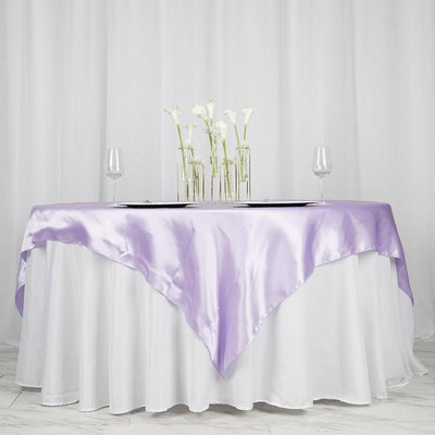 Satin Table Overlay 72"x72" Lavender Lilac - Wrinkle Resistant & Smooth Table Topper