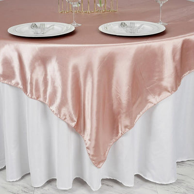 Satin Table Overlay 72"x72" Dusty Rose - Wrinkle Resistant & Smooth Table Topper