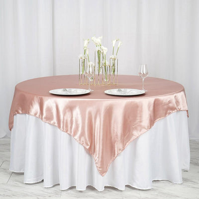Satin Table Overlay 72"x72" Dusty Rose - Wrinkle Resistant & Smooth Table Topper