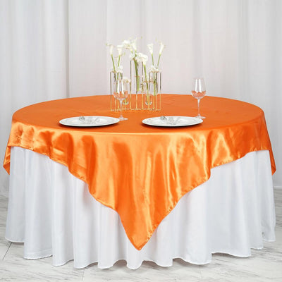 Satin Table Overlay 72"x72" Orange - Wrinkle Resistant & Smooth Table Topper