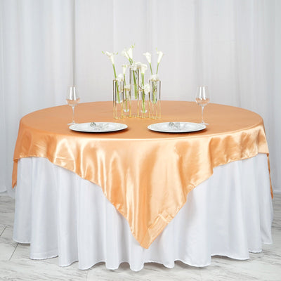 Satin Table Overlay 72"x72" Peach - Wrinkle Resistant & Smooth Table Topper