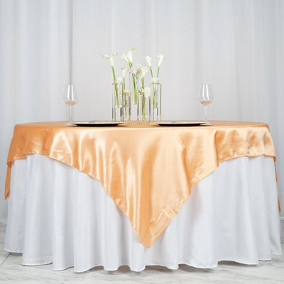 Satin Table Overlay 72"x72" Peach - Wrinkle Resistant & Smooth Table Topper