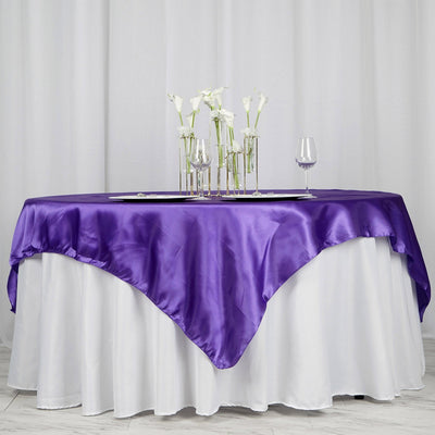 Satin Table Overlay 72"x72" Purple - Wrinkle Resistant & Smooth Table Topper