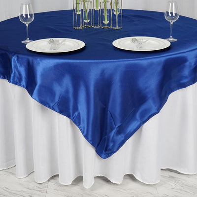 Satin Table Overlay 72"x72" Royal Blue - Wrinkle Resistant & Smooth Table Topper