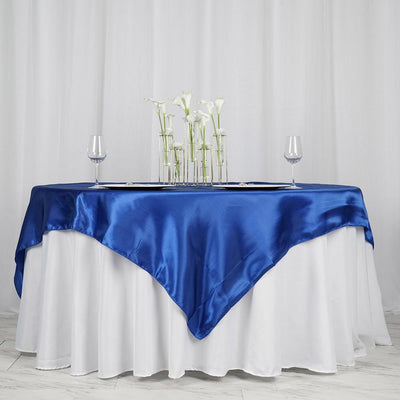 Satin Table Overlay 72"x72" Royal Blue - Wrinkle Resistant & Smooth Table Topper
