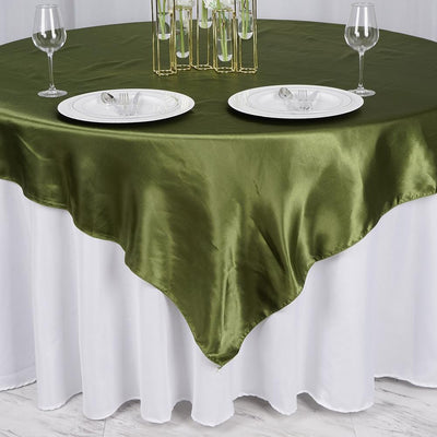 Satin Table Overlay 72"x72" Olive Green - Wrinkle Resistant & Smooth Table Topper