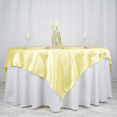 Satin Table Overlay 72"x72" Yellow - Wrinkle Resistant & Smooth Table Topper