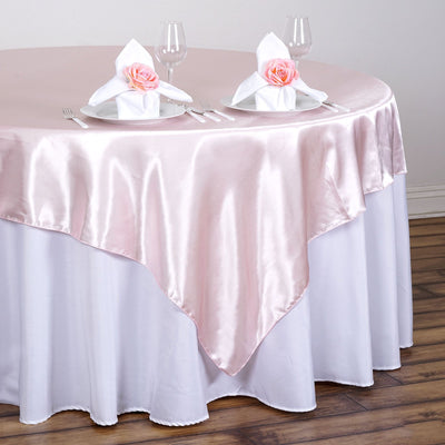 Satin Table Overlay 90"x90" Blush - Smooth Finish Table Topper
