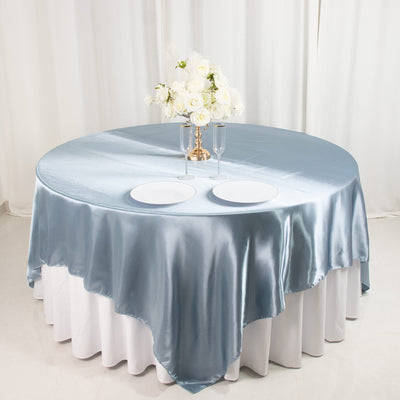 Satin Table Overlay 90"x90" Dusty Blue - Smooth Finish Table Topper