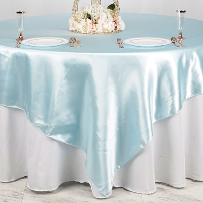 Satin Table Overlay 90"x90" Light Blue - Smooth Finish Table Topper