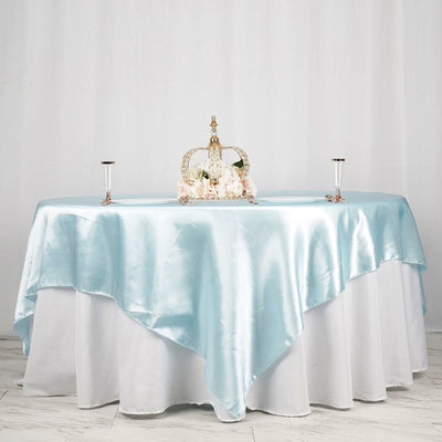Satin Table Overlay 90"x90" Light Blue - Smooth Finish Table Topper
