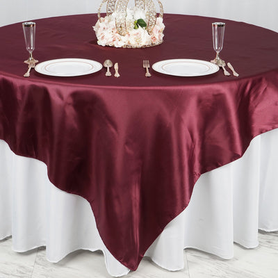 Satin Table Overlay 90"x90" Burgundy - Smooth Finish Table Topper