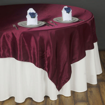 Satin Table Overlay 90"x90" Burgundy - Smooth Finish Table Topper