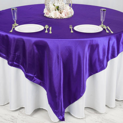 Satin Table Overlay 90"x90" Purple - Smooth Finish Table Topper