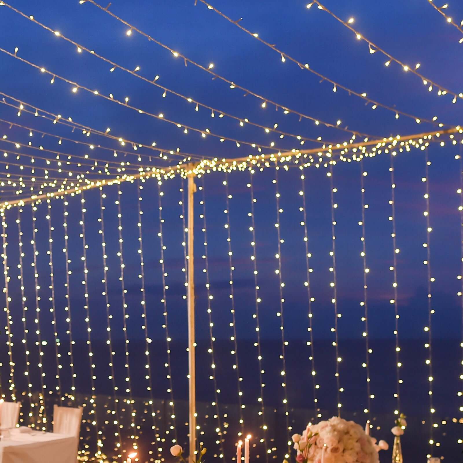 Warm White LED Twinkle Curtain Fairy Lights | eFavormart.com