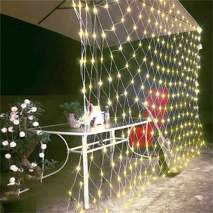 Clear 600 LED Fish Net Lights, Fairy String Lights With 8 Modes 20ftx10ft