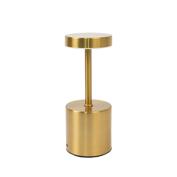 Cordless LED Table Lamp – 8inch Gold Metal, Touch-Control, USB Rechargeable#whtbkgd