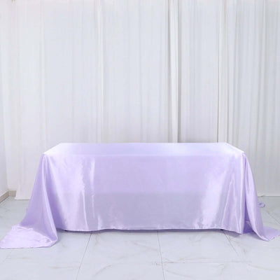 Satin Rectangular Tablecloth 90"x132" Lavender Lilac - Seamless Table Cover