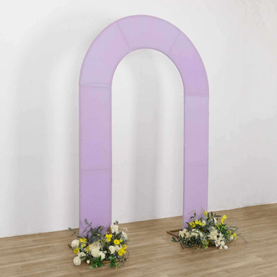 Lavender Lilac Spandex Fitted Open Arch Backdrop Cover, Double-Sided U-Shaped Wedding Arch Slipcover - 8ft
