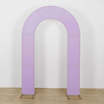 Lavender Lilac Spandex Fitted Open Arch Backdrop Cover, Double-Sided U-Shaped Wedding Arch Slipcover - 8ft