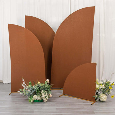 Set of 4 Matte Cinnamon Brown Fitted Spandex Half Moon Wedding Arch Covers, Custom Fit Chiara Backdrop Stand Covers 2.5ft,5ft,6ft,7ft