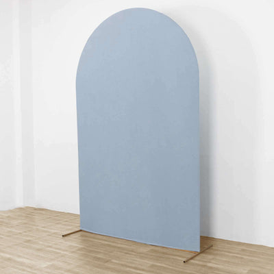 Matte Dusty Blue Spandex Fitted Chiara Backdrop Stand Cover For Round Top Wedding Arch - 8ft