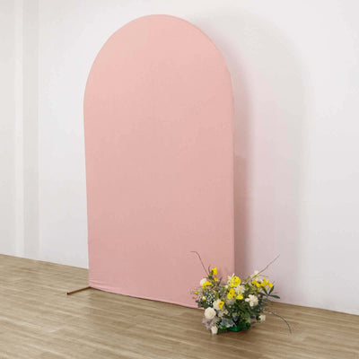 Matte Dusty Rose Spandex Fitted Chiara Backdrop Stand Cover For Round Top Wedding Arch - 8ft