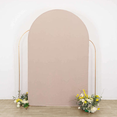 Matte Nude Spandex Fitted Chiara Backdrop Stand Cover For Round Top Wedding Arch - 8ft