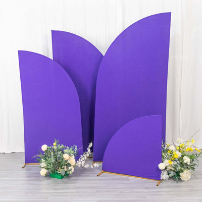 Set of 4 Matte Purple Fitted Spandex Half Moon Wedding Arch Covers, Custom Fit Chiara Backdrop Stand Covers 2.5ft,5ft,6ft,7ft