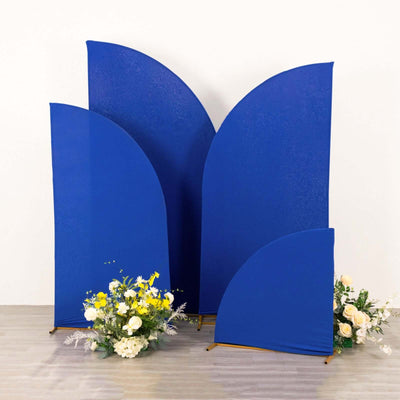 Set of 4 Matte Royal Blue Fitted Spandex Half Moon Wedding Arch Covers, Custom Fit Chiara Backdrop Stand Covers 2.5ft,5ft,6ft,7ft