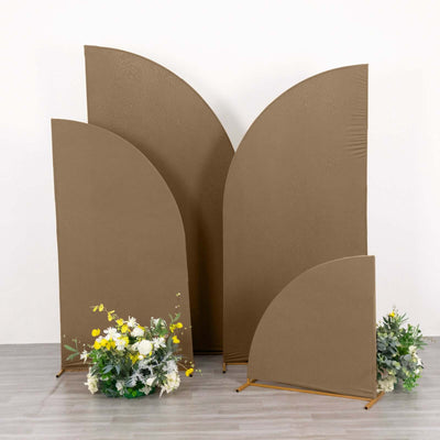 Set of 4 Matte Taupe Fitted Spandex Half Moon Wedding Arch Covers, Custom Fit Chiara Backdrop Stand Covers 2.5ft,5ft,6ft,7ft