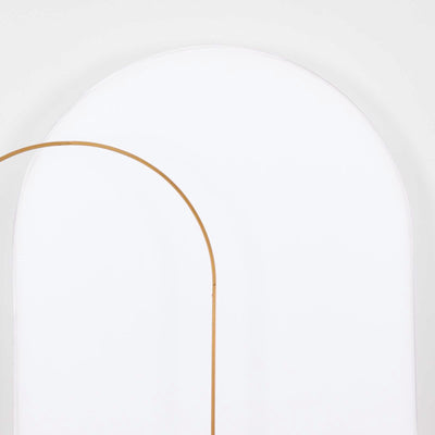 Matte White Spandex Fitted Chiara Backdrop Stand Cover For Round Top Wedding Arch - 8ft